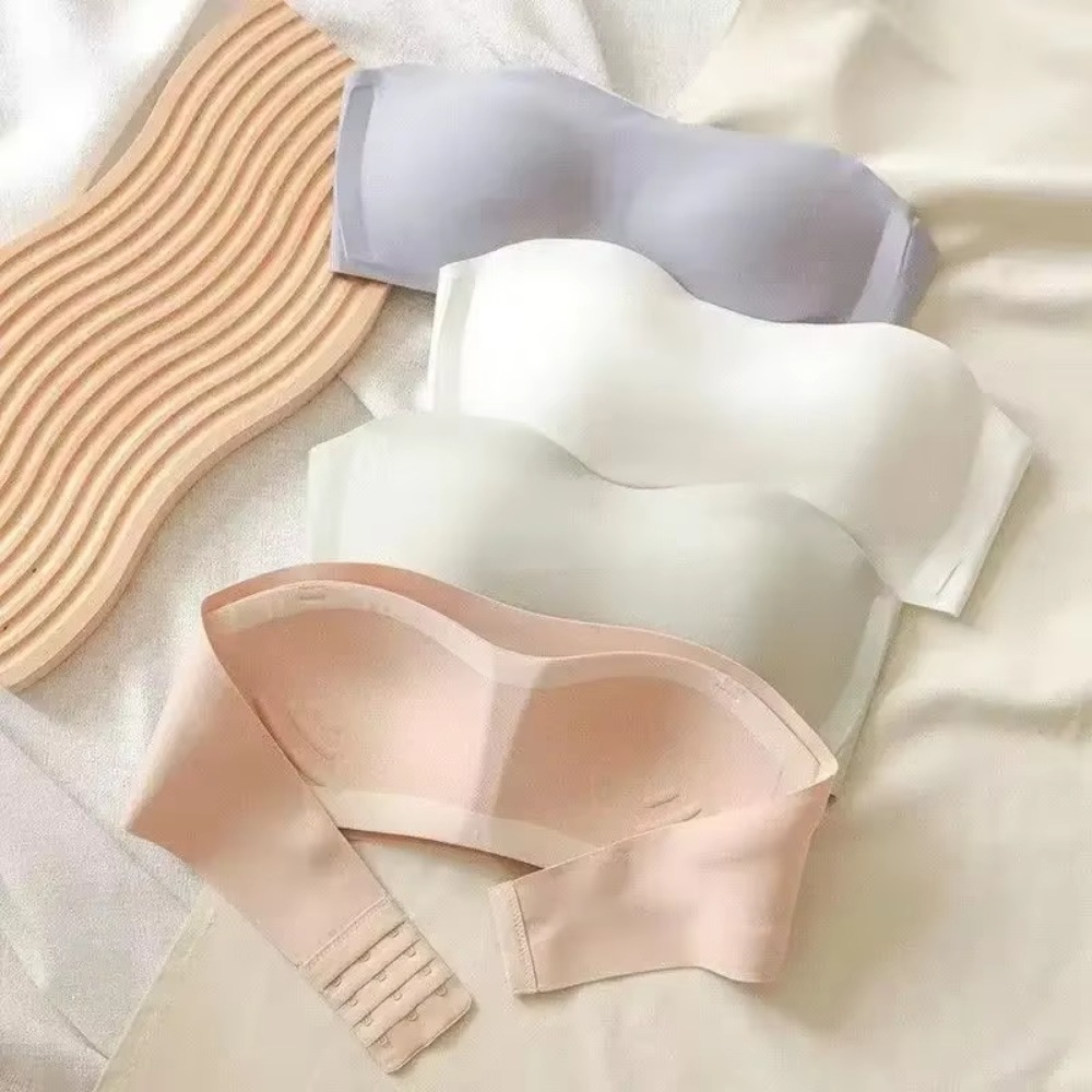Solid Color Strapless Wrapped  - Plunge Bra Push Up 评论和价格